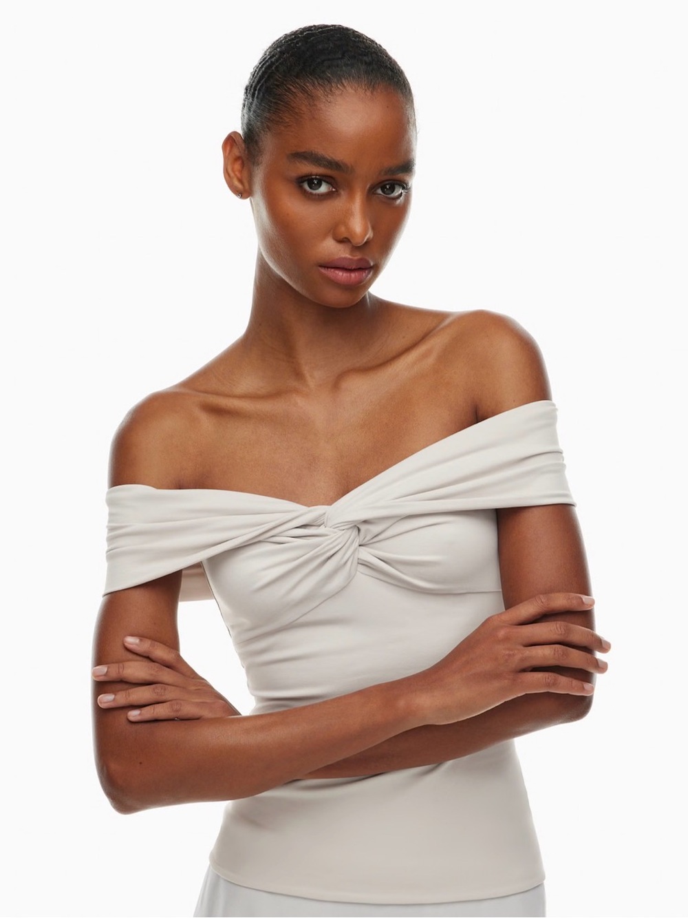 Aritzia Contour Off-Shoulder Twist Top - Cream